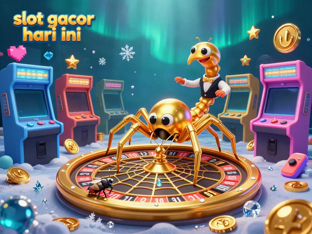 Engage in slot gacor hari ini with a vibrant casino scene featuring colorful characters and dynamic elements.