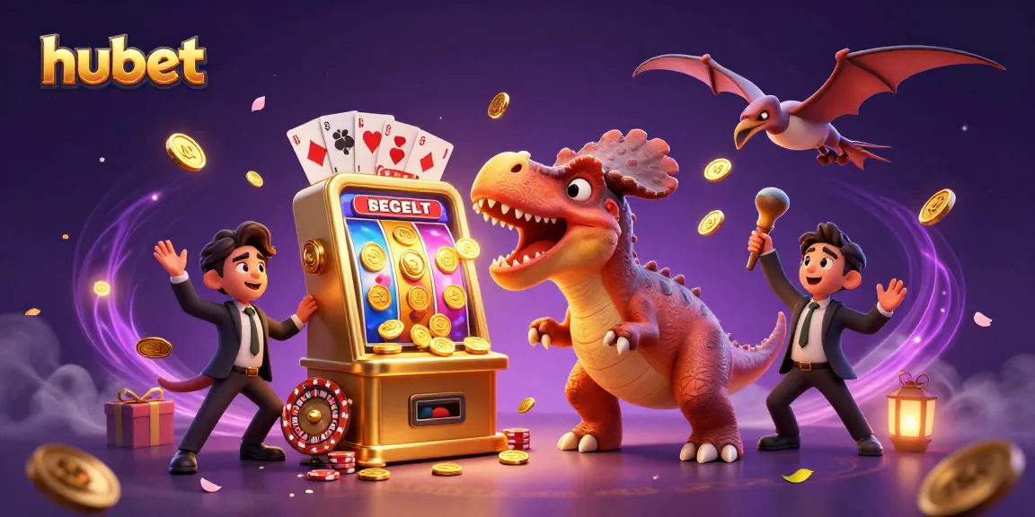 hubet jackpot scene with casino characters and games creating excitement.