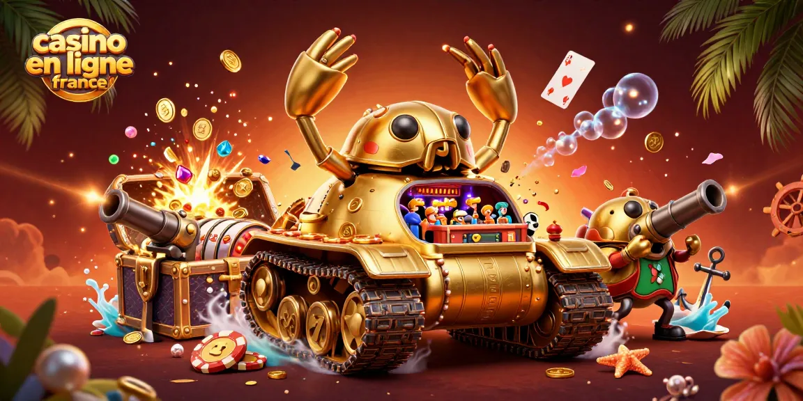 Célébrez le jeu avec le casino en ligne France, une illustration dynamique de casino miniaturisé et des jeux explosifs de trésor.