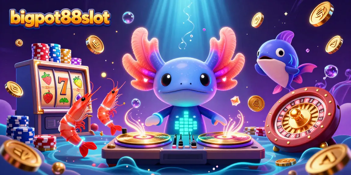 Permainan jungle terbaik bigpot88slot dengan DJ axolotl neon, pecahkan jackpot emas!