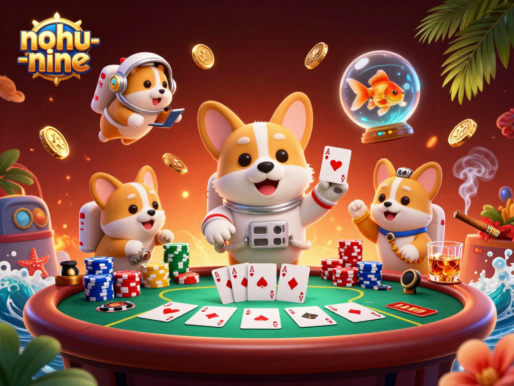 Experience thrilling nohu-nine gaming with astronaut corgi in a casino cosmos.