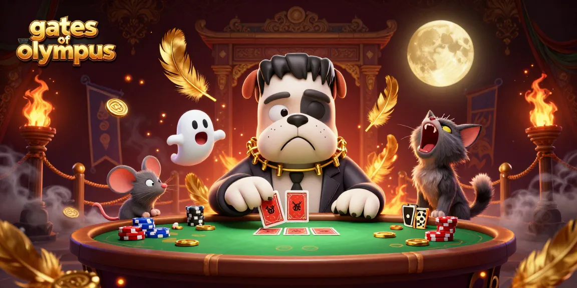 Spin the reels and win with gates of olympus as engaging characters deal cards in a casino setting.
