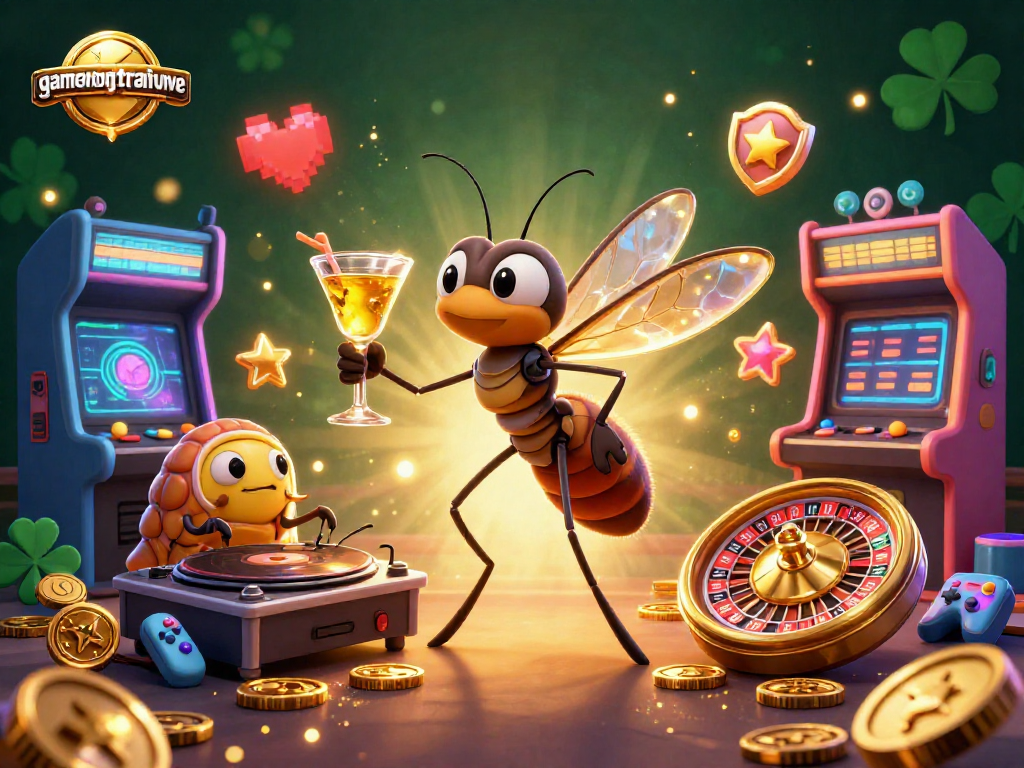 Experience gamenongtraivuive with a lively casino scene featuring animated characters and gaming elements.
