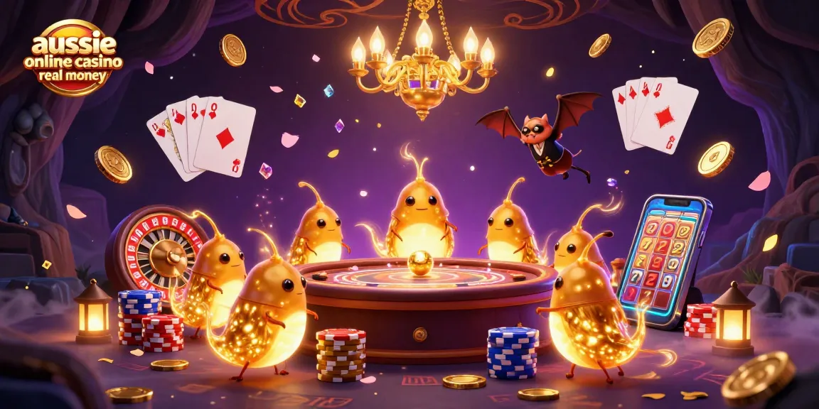 Experience the magic of aussie online casino real money with glowworms illuminating a vibrant cave casino.