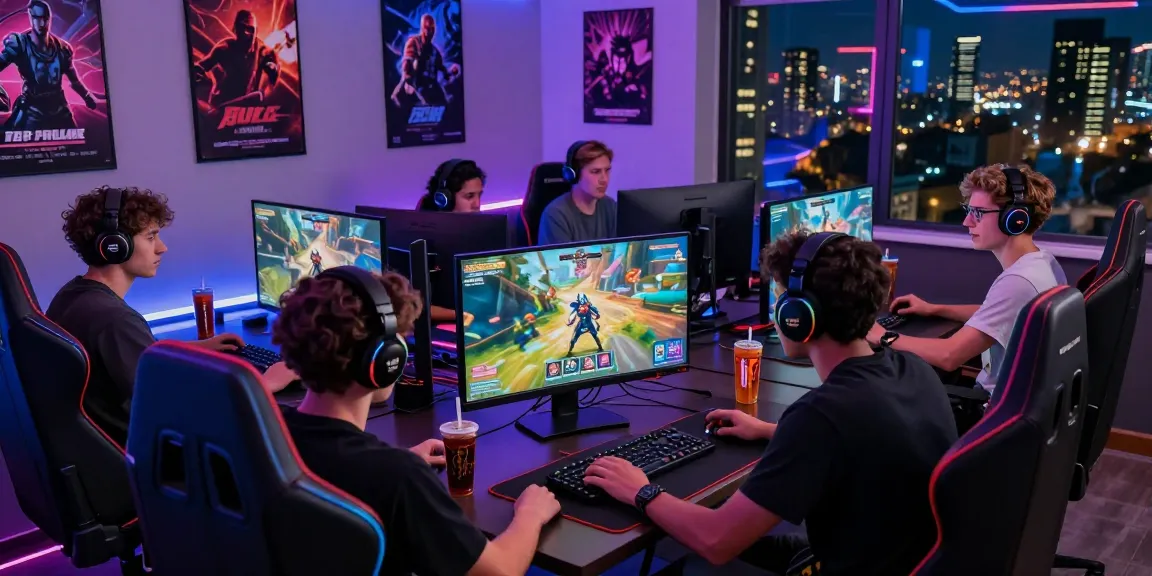Exciting gaming community scene highlighting mantra88 users engaged in online games with modern setups.