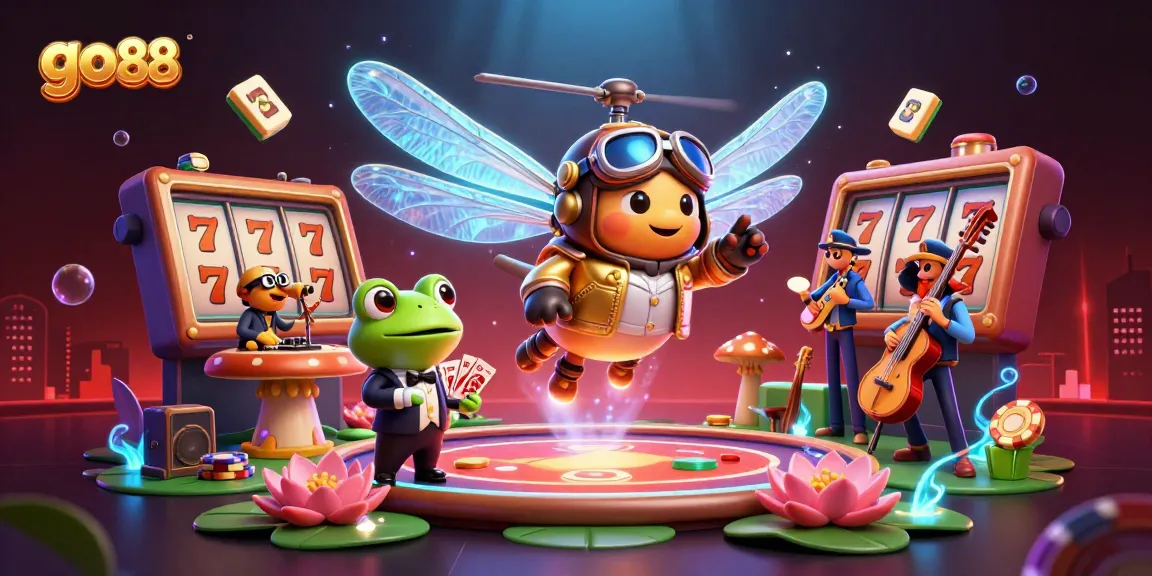 Experience go 88 with thrilling slot games and vibrant casino elements in a colorful illustration.