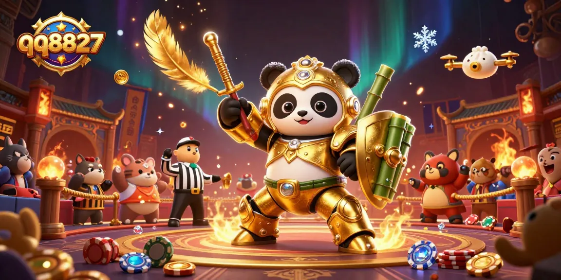 Engage in thrilling gameplay at qq8827 with a vibrant casino scene illustrated in 3D.