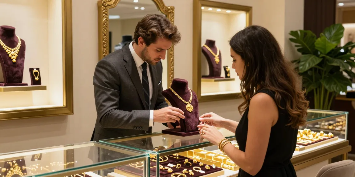 mantra88 promoting stunning gold jewelry with expert guidance in an elegant store