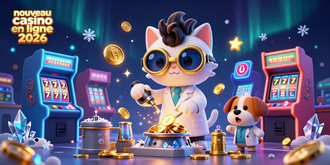 Découvrez le nouveau casino en ligne 2026 avec cette illustration dynamique des machines à sous et des jackpots.