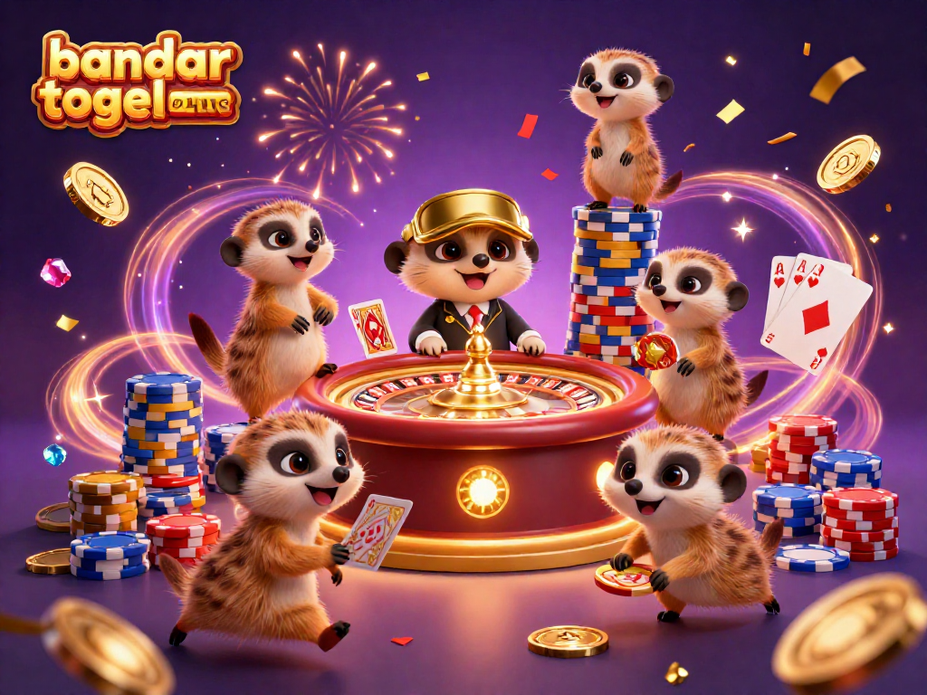 Experience the thrill of bandar togel online with playful meerkats managing a bustling casino.
